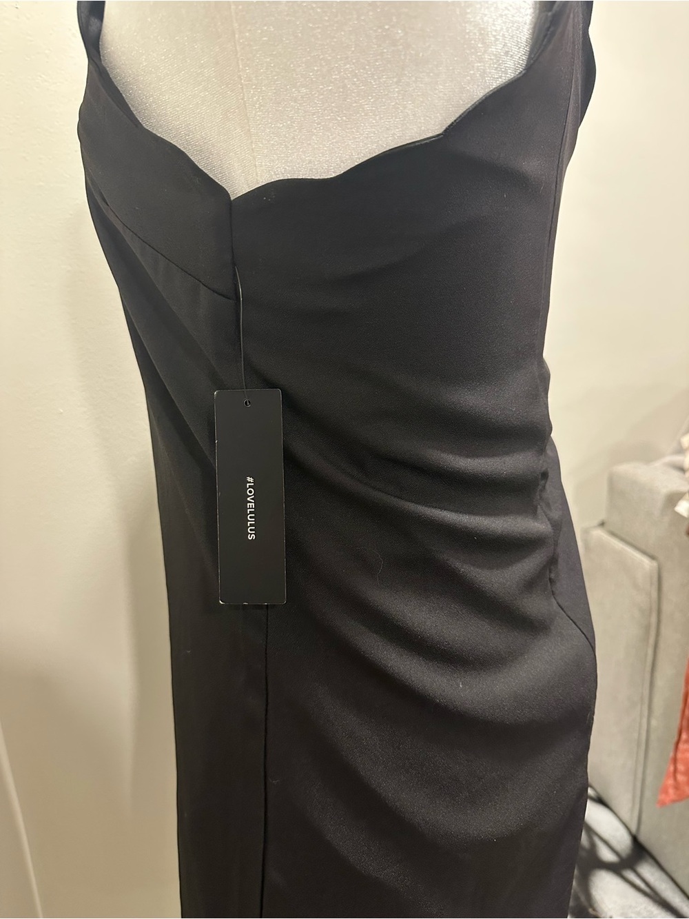 NWT Lulus Black Scalloped High Neck Mini Dress XS - Picture 9 of 10